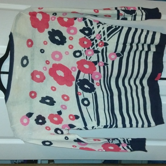 Cooperative Nordstrom floral blue and pink button down cardigan Sz Small - Picture 13 of 17